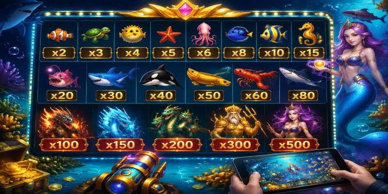 Bảng hệ số thưởng của các loài sinh vật biển và boss lớn trong trò chơi